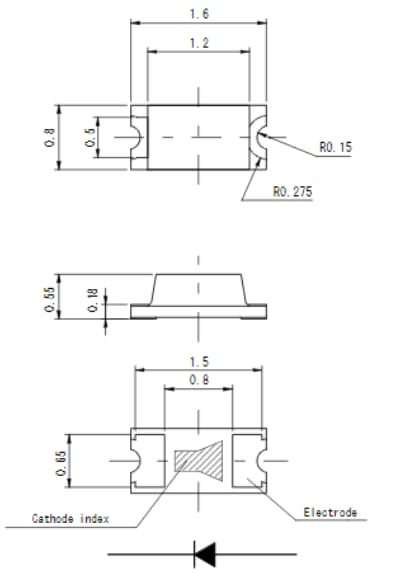 Mechanical Drawing - ROHM Semiconductor SML-D12W8W(A) Mini-Mold Chip LED